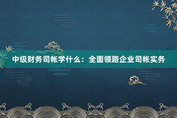 中级财务司帐学什么：全面领路企业司帐实务